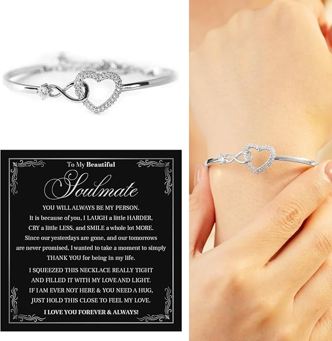 To My Soulmate Bracelet For Women With Heartfelt Message Card & Elegant Box, Bracelet For Girls, Soulmate Birthday, Wedding, Christmas Jewelry Gift From Boyfriend, Husband