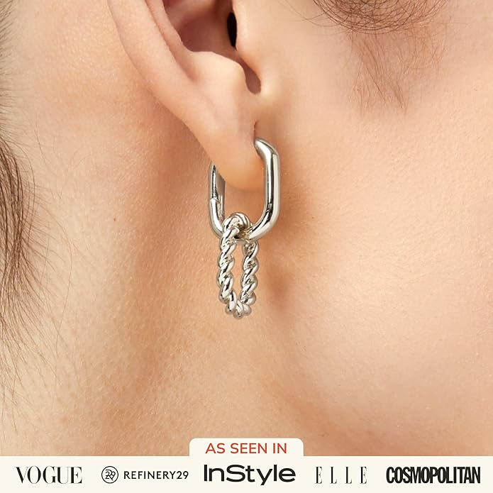 Ana Luisa Ash Double Hoop Earrings for Women - 14K Gold Plated, Silver & Two-Tone Drop Dangle Hoop Earring - Trendy Paperclip Link Huggie Hoop - Hypoallergenic, Water-Resistant & Tarnish-Free Jewelry