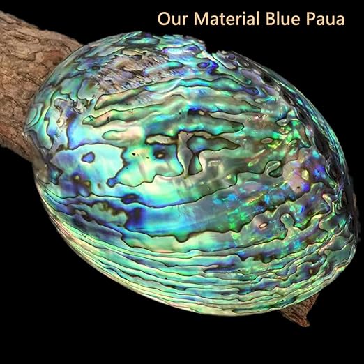 GOMMO Blue Paua Abalone Shell Stickers Sheet Enhanced for Inlay and Overlay Flexible (240mm×140mm) (New Zealand Blue Abalone)