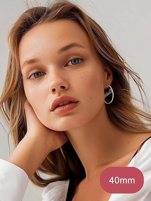 FOCALOOK 14K Gold Plated Lightweight Large Hoops| 2mm Thin Hoop Earrings for Women 30/40/50/70/100mm