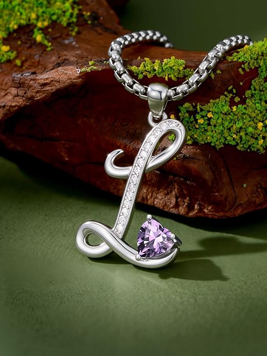 Christmas Gifts for Women Alphabet A to Z Initial Birthstone Pendant Necklaces for Women - 18k White Gold Plated Personalized Name Jewelry Valentine Mothers Day Birthday Gifts for Women Her Girlfriend