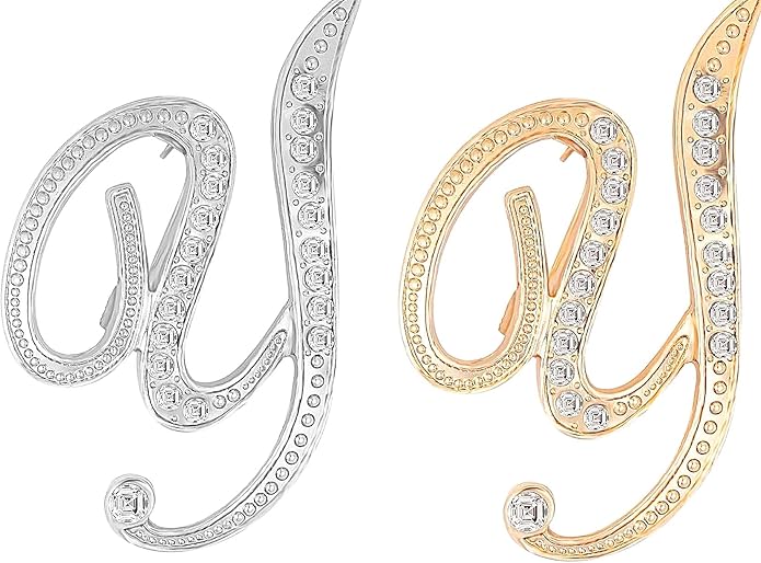 HAFILO 2 pieces initial letter brooch pin for women 26 letters fashion brooches collar pins for clothes Dress hat bulk