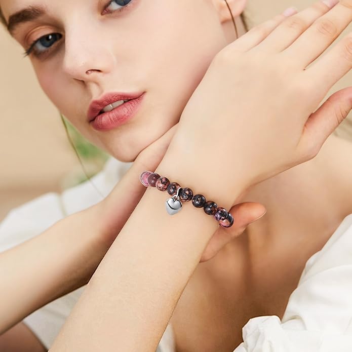 VIBILIA Cross Beaded Bracelets for Women, Inspirational Natural Heart Religious Bracelets for Women, Birthday Christian Gifts for Women on Thanksgiving Christmas Gifts