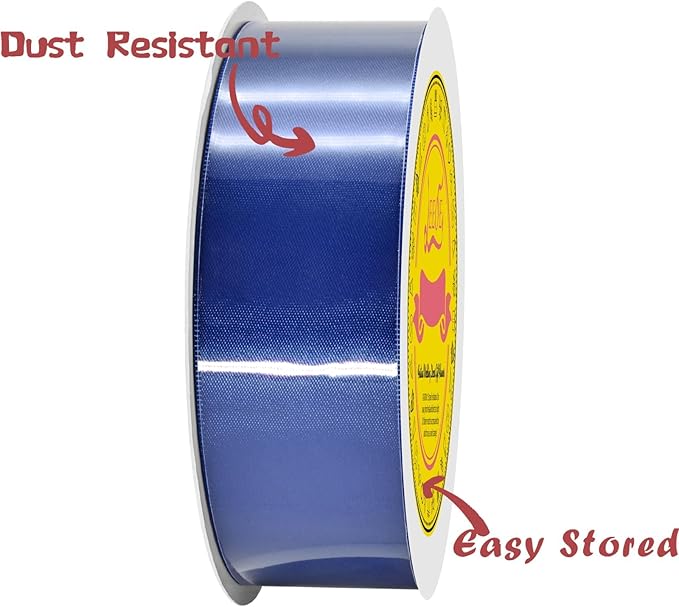 LEEQE Double Face Cobalt Blue Satin Ribbon 1-1/2 inch X 50 Yards Polyester Cobalt Blue Ribbon for Gift Wrapping Very Suitable for Weddings Party Hair Bow Invitation Decorations and More
