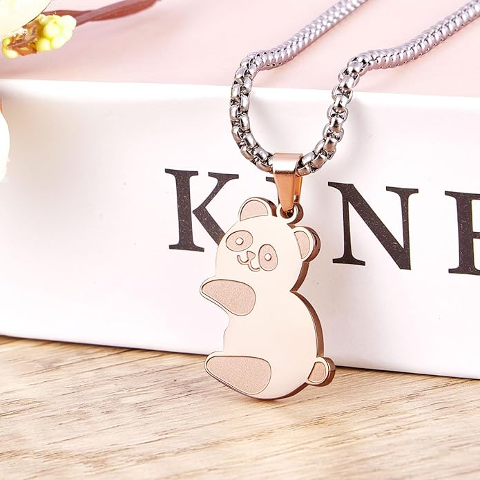Colentine Panda Couples Necklace Cute Panda Hugging Puzzle Matching Necklaces Gift for Valentines Day