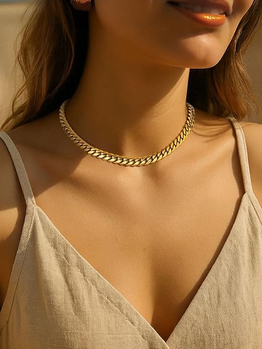 ChainsPro Chunky Miami Cuban Link Chains for Men,Stainless Steel Cuban Chain Necklace,4.8/6/10/14mm Width,No Tarnish& Thick Hip Hop Jewelry,18-30 inch Length, Black/Gold Plated/Silver,Send Gift Box