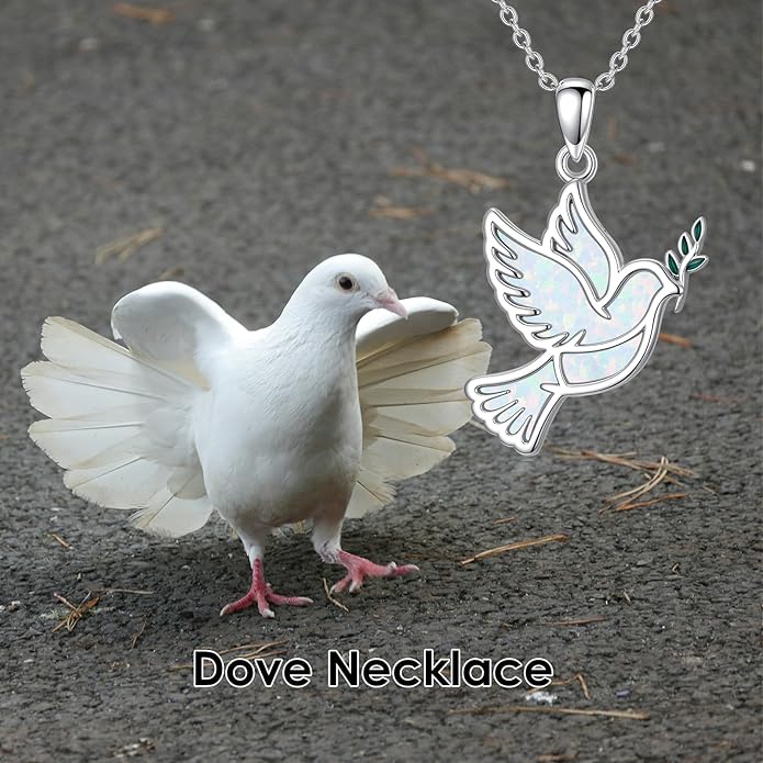 Dove/Hummingbird/Red Cardinal Necklace 925 Sterling Silver Turquoise/Opal/MoonStone/Malachite Bird Necklace Dove Pendant Jewelry for Women Men