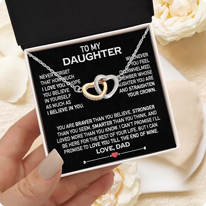 Larvincy To My Daughter Necklace From Dad With Heartfelt Message & Elegant Box, Gifts For Daughter From Father, Beautiful Jewelry Gift From Love Daddy On Graduation, Birthday, Wedding, Christmas