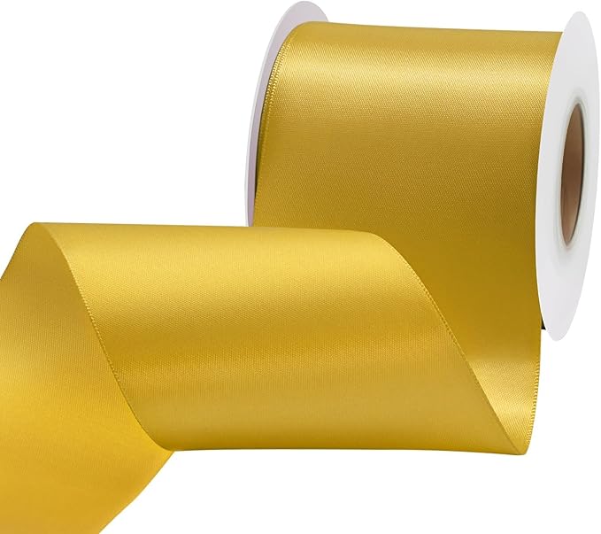 LEEQE Maize Yellow Satin Ribbon 3 inch X 15 Yards Polyester Ribbon for Gift Wrapping Very Suitable for Weddings Party Hair Bow Invitation Decorations and More