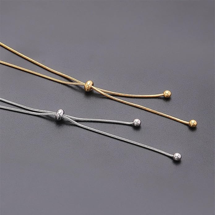 Stainless Steel Beaded Adjustable Long Y Necklace for Women Tassel Dress Sweater Chain Necklace Adjustable Y Necklace Trendy Long Jewellery