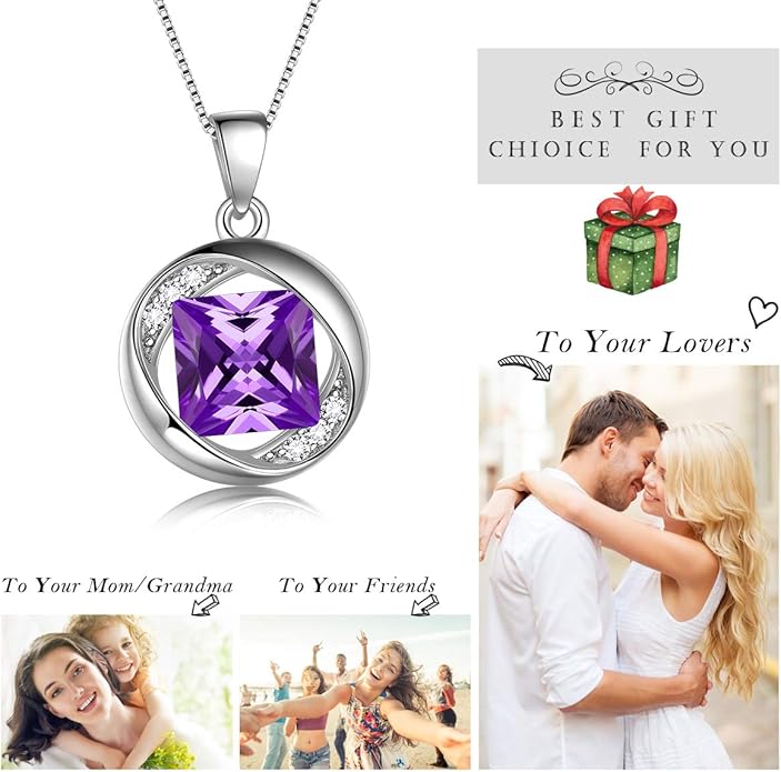 Aurora Tears 925 Sterling Silver 12 Birthstones Necklace/Earring/Ring/Bracelet Women Birthstone Pendant Crystal Fashion Birthday Jewelry Christmas Gift for Girls Women