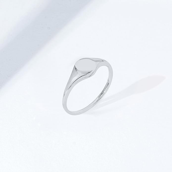 Amazon Essentials 14K Plated Sterling Silver Round Signet Ring
