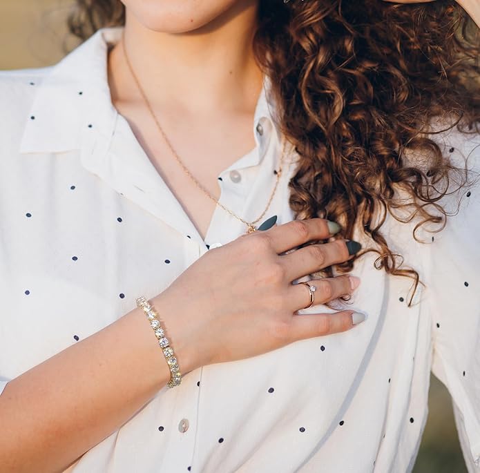 KRKC Tennis Bracelet for Women 14K White Gold Plated, AAAAA+ Classic Cubic Zirconia Bracelet with 2mm-5mm Width, Durable Gold Bracelets Jewelry Christmas Gift, Size 6.5-8 Inches Hypoallergenic