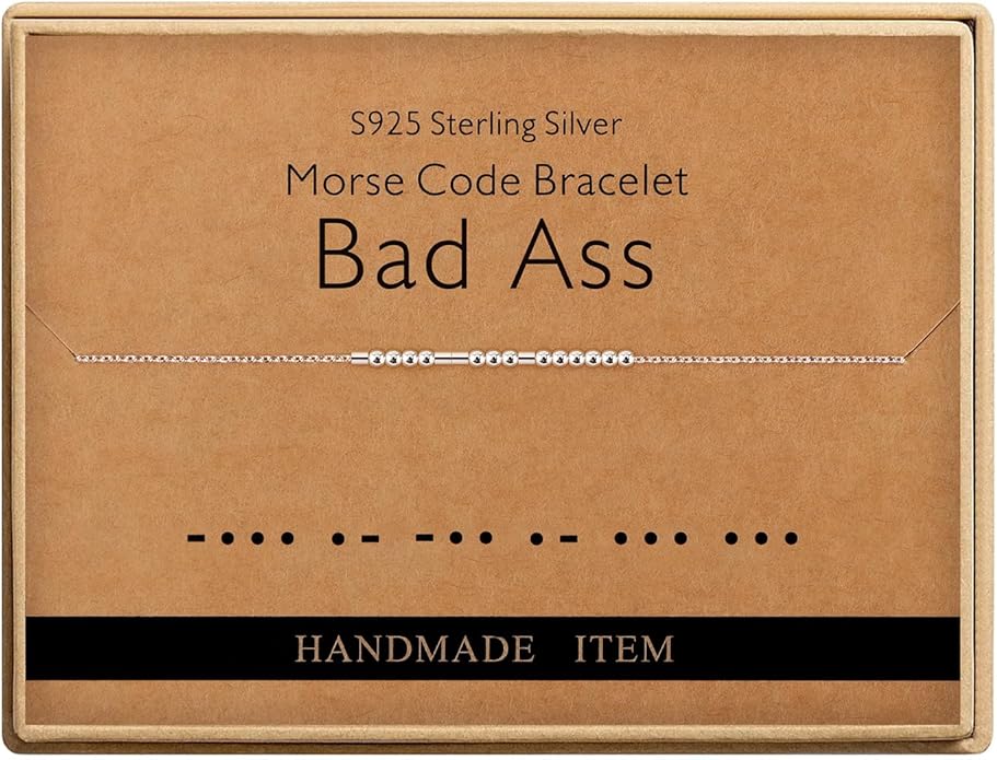 Monily Inspirational Gifts for Women Morse Code Bracelets for Women Funny Bracelet for Friend Funny Gift for Women Sterling Silver Bracelet for Women