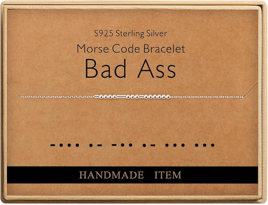 Monily Inspirational Gifts for Women Morse Code Bracelets for Women Funny Bracelet for Friend Funny Gift for Women Sterling Silver Bracelet for Women