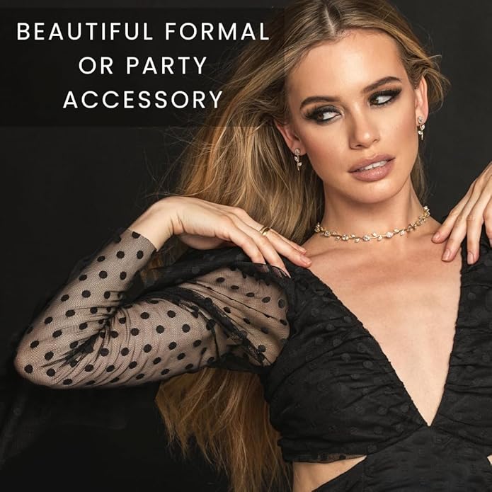 Nikita By Niki 18K Leaf Choker Necklace – Elegant Bridal Choker for Weddings, Formal Choker Necklace for Women, Dainty Wedding Jewelry Gift