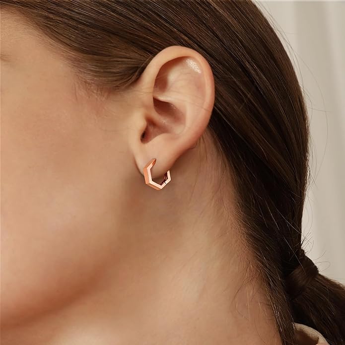 Gacimy Gold Huggie Hoop Earrings for Women 14k Gold Plated, Small Hoop Earrings for Women, 1/2 Inch Yellow Color Earrings for Women