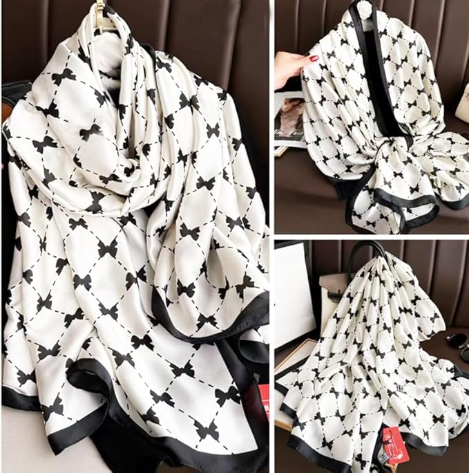 Clysoru Silk Scarf For Women Hair Scarves Lightweight Satin Elegant Shawl Wraps Bufanda Mujer Fashion Accessories 70.8"X35.4"