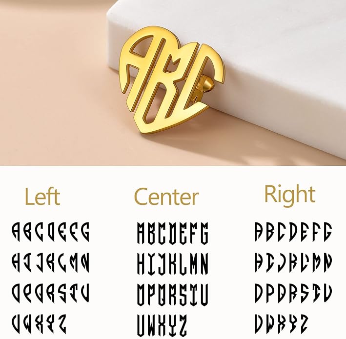 Custom4U Custom Name Pin Personalized Brooch Pins for Women Men Stainless Steel Name Tag with Letters/Initials - Silver/Gold/RoseGold/Black Customized Jewelry Gifts for Birthday Wedding Business Party