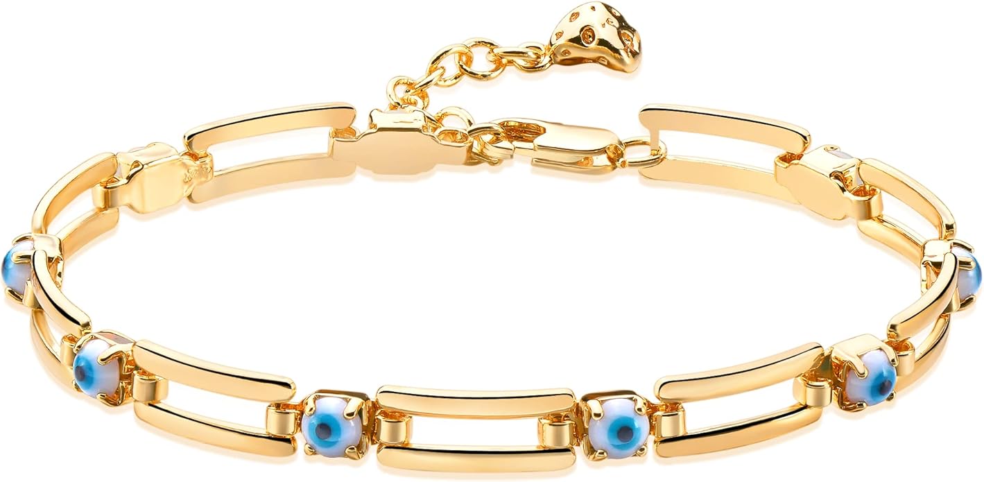 LOYATA Chain Bracelet Gold Link 14K Gold Plated Dainty Pearl Bracelet Simple Jewelry Gift for Women