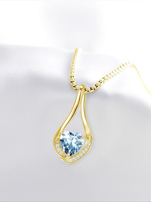 Birthstone Necklaces for Women,18k Yellow/White Gold Plated Forever Love Heart Infinity Pendant Necklace Anniversary Jewelry Christmas Birthday Gifts for Women Her Wife Girlfriend