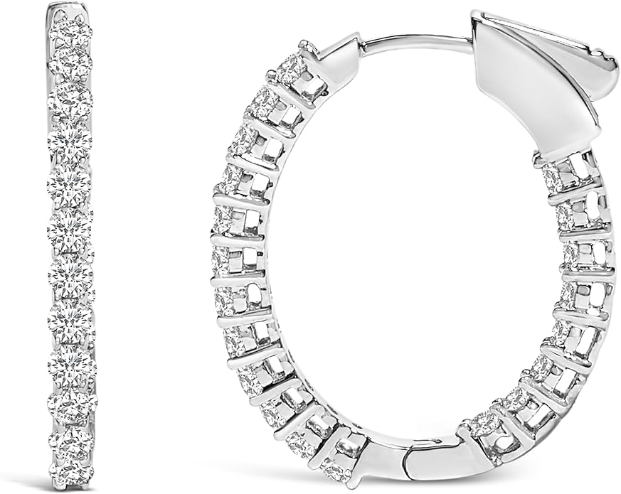 14K White or Yellow Gold 1.0 Cttw Oval Lab Grown Diamond Hoop Earrings