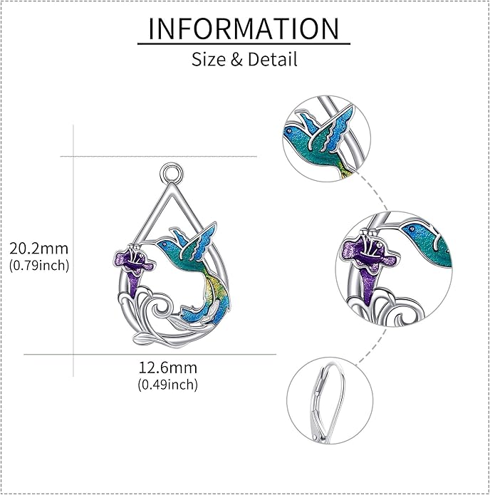 Animal Earrings 925 Sterling Silver Dangle Earrings Leverback Earrings Animal Jewelry for Women