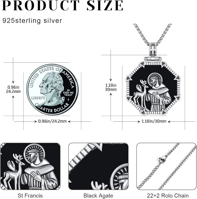 Taioiat Saint Necklace 925 Sterling Silver St Necklace Amulet Pendant Jewelry Religious Gift for Men Women