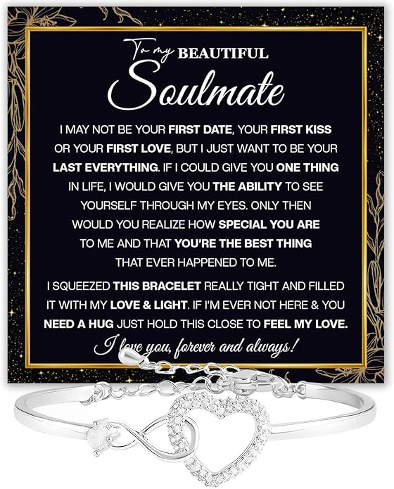 To My Soulmate Bracelet For Women With Heartfelt Message Card & Elegant Box, Bracelet For Girls, Soulmate Birthday, Wedding, Christmas Jewelry Gift From Boyfriend, Husband