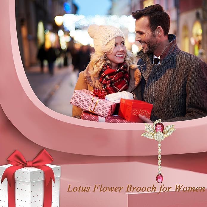 Flower Brooch for Women Girls Flower Rhinestone Brooch Gold Plated Lapel Pin Clothing Accessory Wedding Gift Fashion Jewelry for Mom Wife