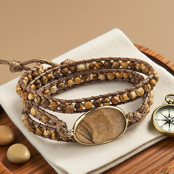 ZOSOJONA Boho Wrap Bead Bracelet for Women - Handmade Adjustable Natural Stone Beaded Bracelets Rope Yoga Healing Bracelet Bangle Hippie Jewelry
