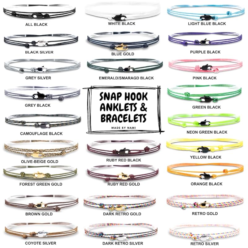 Made by Nami Nautical Rope Bracelet for Men Waterproof & Adjustable Wrap String Bracelets with Snap Hook Gift for Him (Coyote Silver)