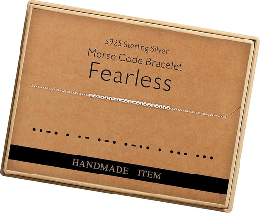 Monily Inspirational Gifts for Women Morse Code Bracelets for Women Funny Bracelet for Friend Funny Gift for Women Sterling Silver Bracelet for Women