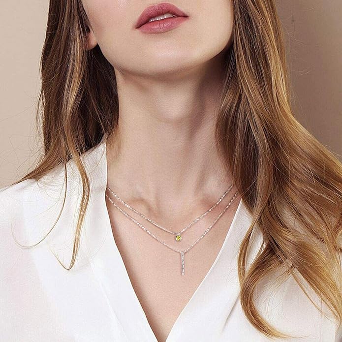 JO WISDOM Choker Layered Y Necklaces,925 Sterling Silver Choker Layered Coin Pendant Necklace,Jewelry for Women