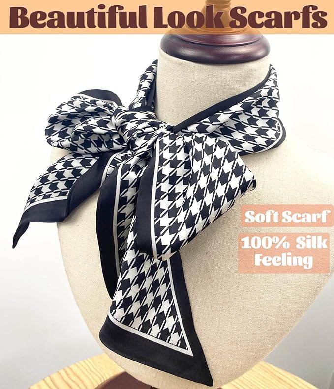 kcctoo 59" Mulberry Silk Like Head Scarf Women's Fashion Square Neck Satin Scarfs for Bag Hair Scarves Gift 59 * 5.9”