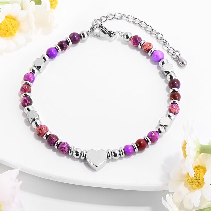 VIBILIA Cross Beaded Bracelets for Women, Inspirational Natural Heart Religious Bracelets for Women, Birthday Christian Gifts for Women on Thanksgiving Christmas Gifts