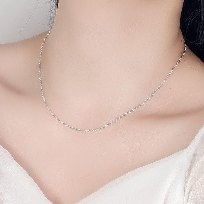 Dankadi Italian 925 Sterling Silver Necklace For Women 0.9mm Box Chain 1.3mm Rolo Chain O-Chain Lobster Claw Clasp - Pendant Chain - 16 "18" 20 "22" 24 "26" Jewelry Gift