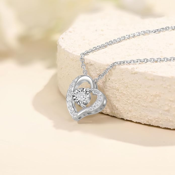 Sterling Silver Lab Grown Diamond Halo Pendant Necklace, Chain Included,ideal gift for anniversaries, birthdays, or any milestone celebration