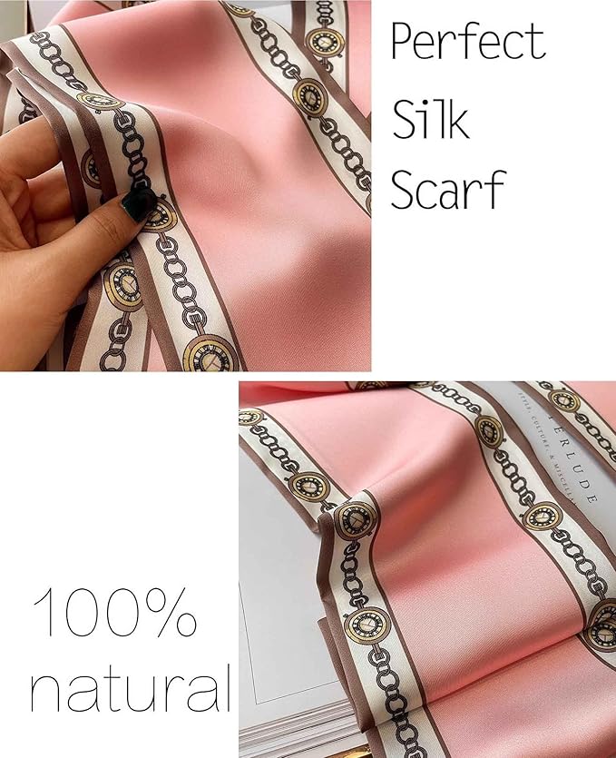 kcctoo 59" Mulberry Silk Like Head Scarf Women's Fashion Square Neck Satin Scarfs for Bag Hair Scarves Gift 59 * 5.9”