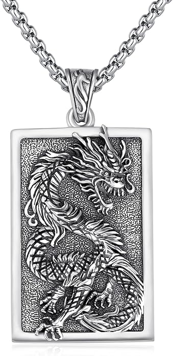 REDSUN 925 Sterling Silver Dragon Pendant Necklace Viking Dragon with Obsidian/Opal Protection Jewelry Gifts for Men Women Her Him Birthday Valentines Day Gifts