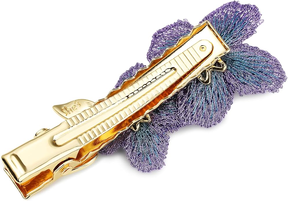 Forget me not Flower Brooch Handmade Gold Thread Embroidered and hand-Drip Enamel leaf, Gradient Botanical Floral Brooch pins for women, SHE'S FREE STYLE JUST FOR YOU [Bencao Gangmu Series]Vintage Plant Jewelry