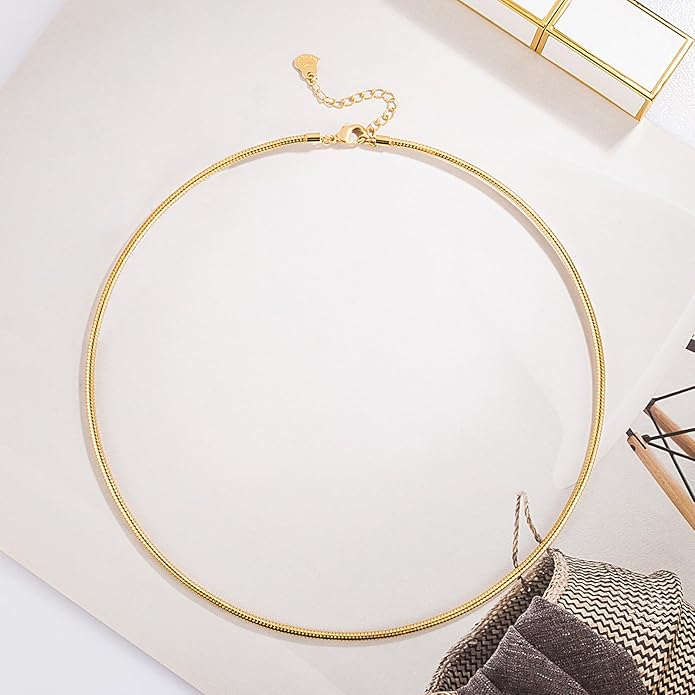 Women 925 Sterling Silver 2MM Solid Dome Collar Necklace Simple Fashion Golden 16 "18" 20 "+1.9 "Adjustable Length Choker Fine Jewelry Gifts