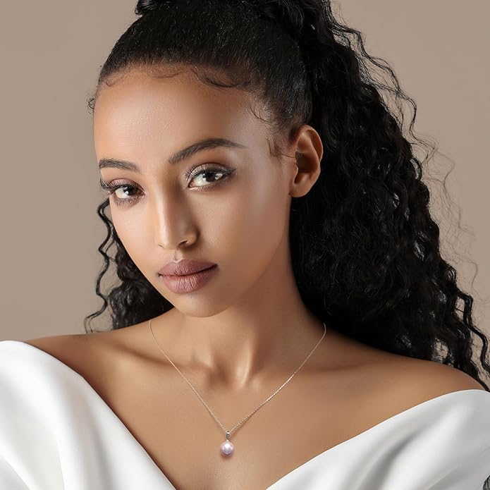 Freshwater Cultured Pearl Necklace, Real Pearl Necklace with Silver Chain and Clasp, Jewelry for Brides Wedding Gifts for Women Her Wife Sister