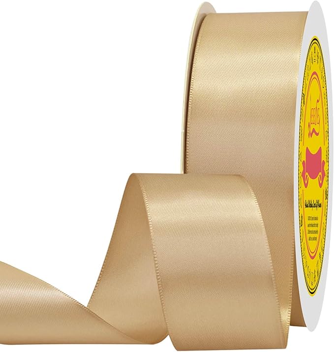 LEEQE Double Face Gold Satin Ribbon 1-1/2 inch X50Yards Polyester Gold Ribbon for Gift Wrapping Very Suitable for Weddings Party Hair Bow Invitation Decorations and More
