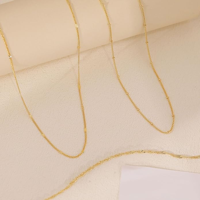 Layered Necklaces for Women, Dainty 14K Gold Plated Herringbone Chain Necklace Set Chunky Gold Necklace Stack Layering Choker Necklaces for Women Trendy Fashion Waterproof Jewelry