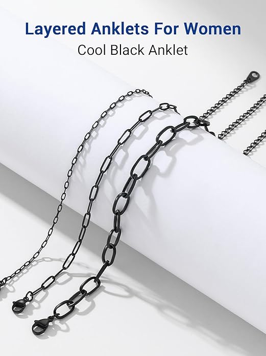 PROSTEEL Stainless Steel Chain Anklets for Women, Silver/Gold Tone, Ankle Bracelets Hypoallergenic, 8-10.5 Inch Adjustable, Come with Box