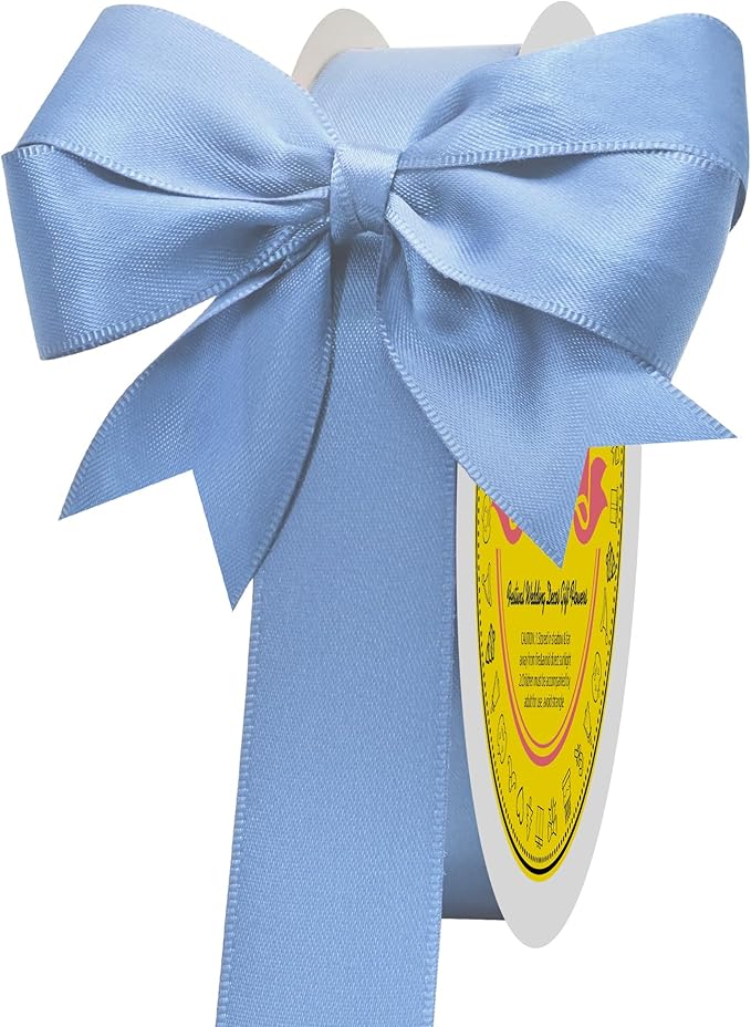 LEEQE Dusty Blue Double Face Satin Ribbon 1 inch X 50 Yards Spool Bright Colors Very Suitable for Weddings Gift Package Wrapping Dancer Wand Sewing Party Hair Bow Invitation Decorations and More