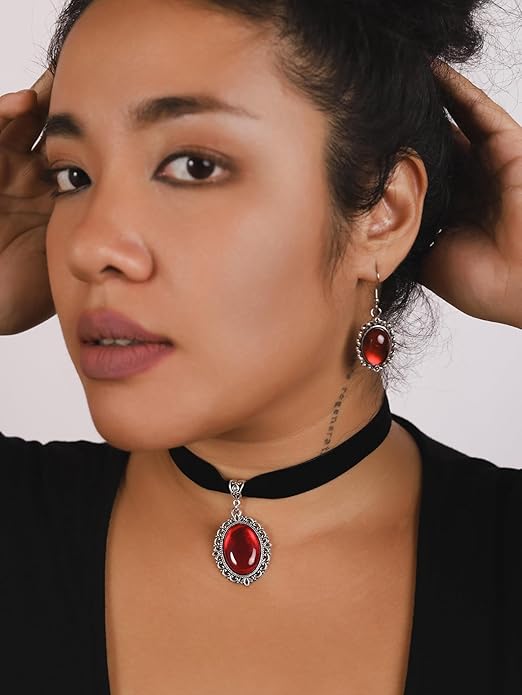 Sacina Black Velvet Victorian Choker, Black Choker, Goth Gothic Necklace, Vintage Necklace, Costume Jewelry, Halloween Christmas Jewelry Gift for Women