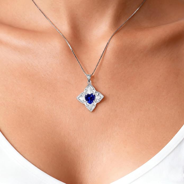 Delicate Four-Leaf Clover Charm Necklace with January Birthstone - S925 Silver, Gift Idea