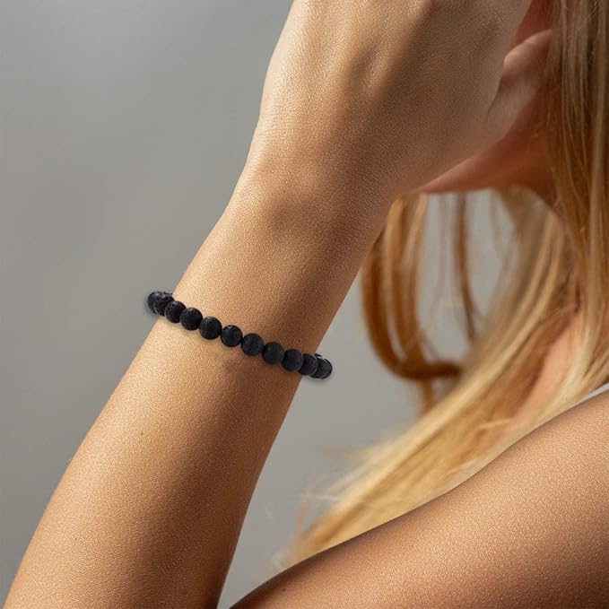 Seyaa Lava Rock Bracelet, Crystal Beaded Bracelet Unisex, Anniversary Christmas Birthday Inspirational Gift for Men Women